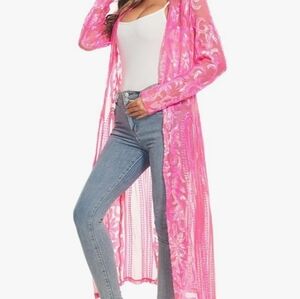 Pink Lace Long Cardigan Size M